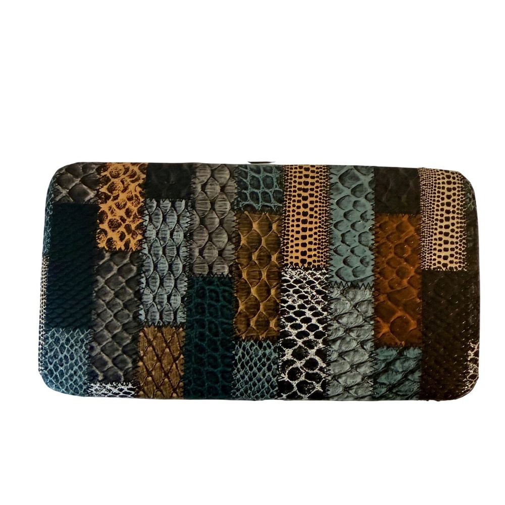 Vintage‎ 80s Patchwork Faux Snakeskin Wallet Clutch Boho Glam Grandmacore